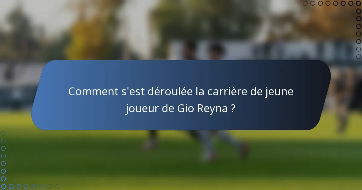 Comment s'est déroulée la carrière de jeune joueur de Gio Reyna ?