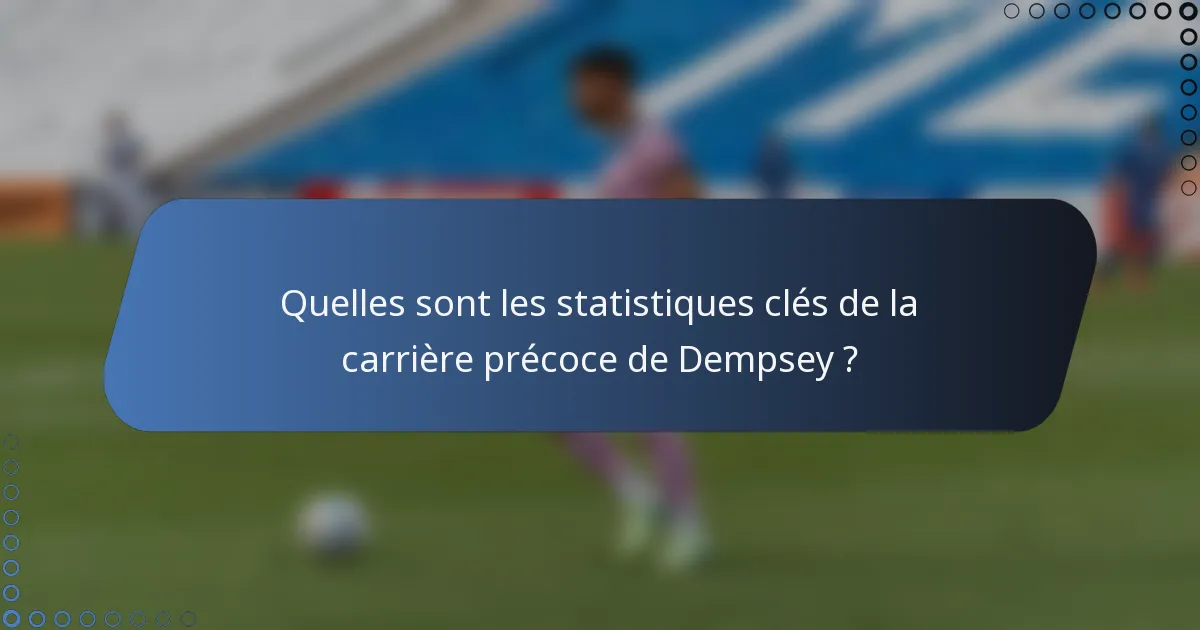 Quelles sont les statistiques clés de la carrière précoce de Dempsey ?